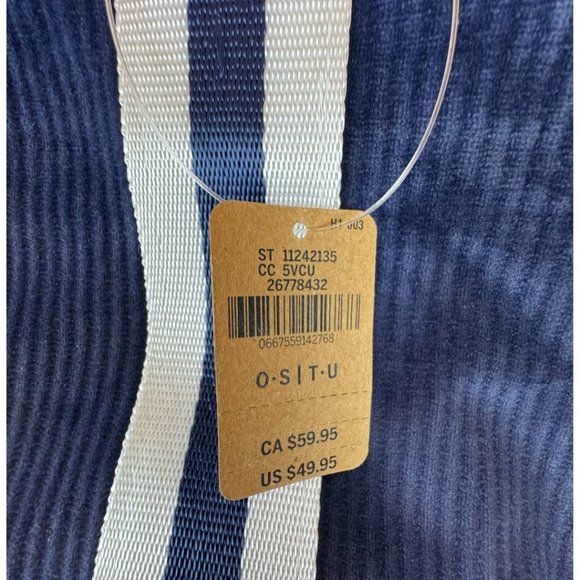 NWT PINK Victoria's Secret Navy Blue & White Velour Soft Ribbed Zipper Tote Bag - Picture 7 of 8